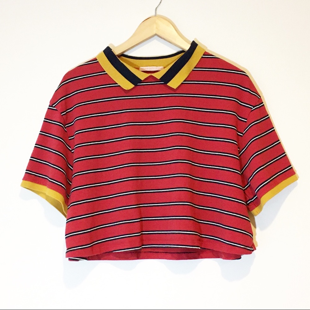 Urban Outfitters Cropped Polo Striped Tee